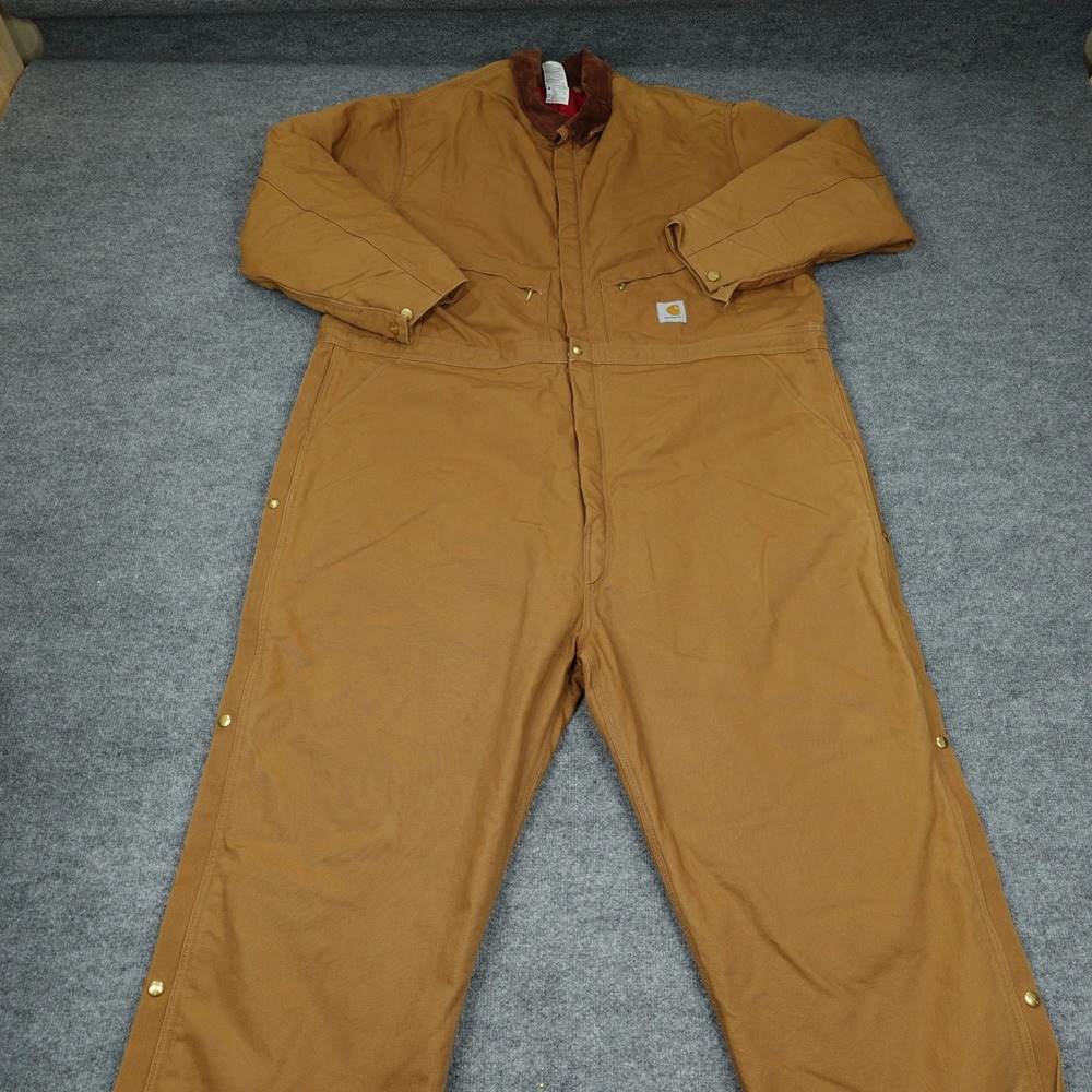 Carhartt Coveralls Mens 58 Brown Quilt Lined Cotton Duck X01 BRN Workwear